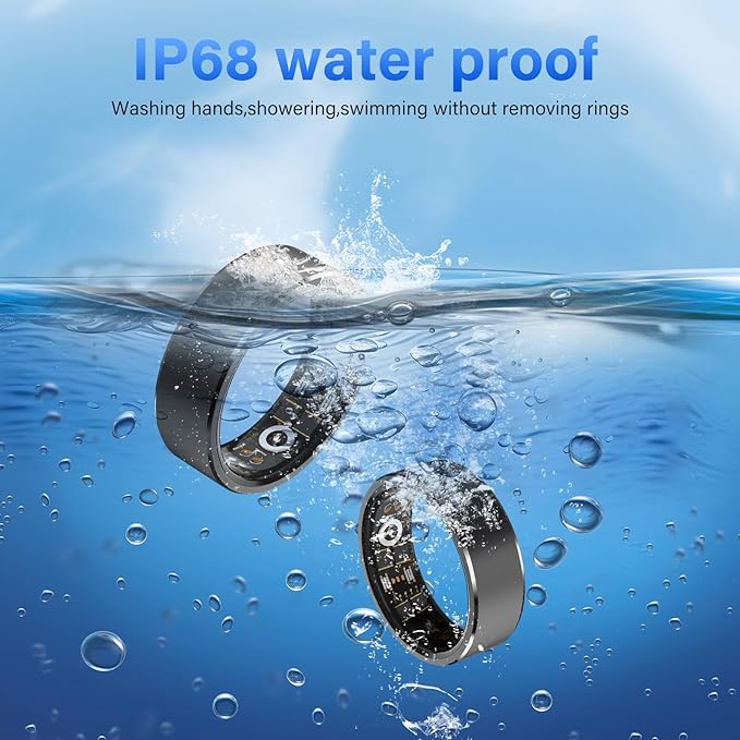 Smart Ring Fitness Tracker Ring for Men Women - Health Heart Rate Ring with Motion Tracking, Sleep Monitor, and Oximetry, No Subscription Fee, Family Care, Remote Photography, IP68 Waterproof(12#)