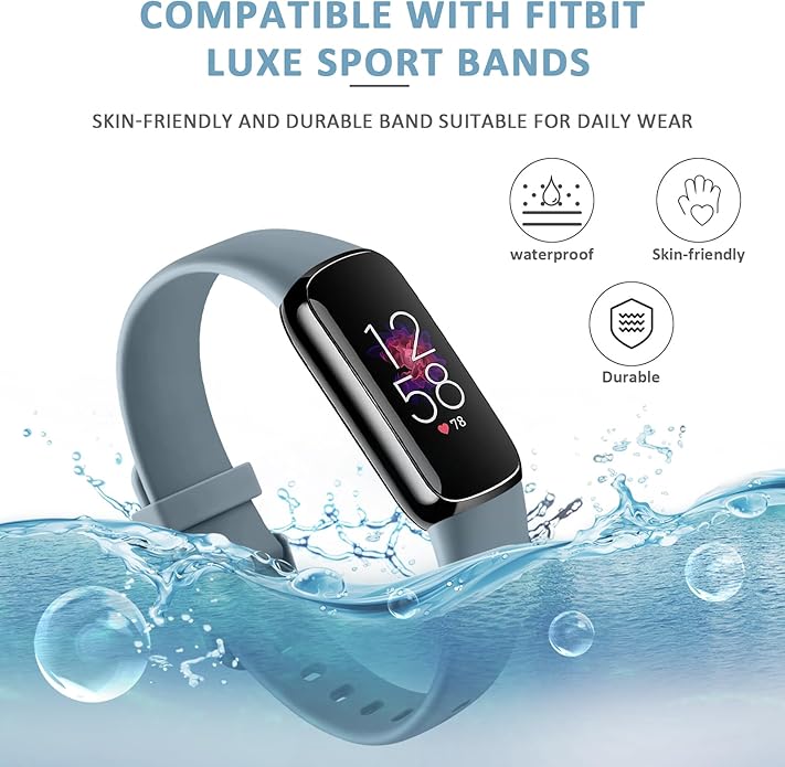 AK Sport Band Compatible with Fitbit Luxe Bands for Women Men, Soft Silicone Replacement Sport Straps Wristbands for Fitbit Luxe Fitness and Wellness Tracker