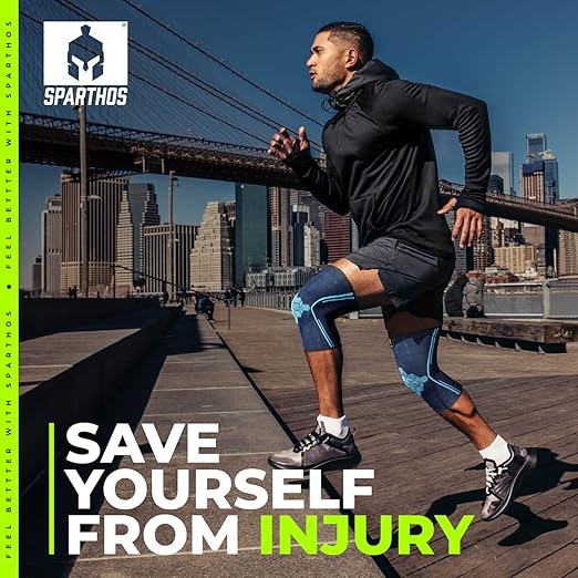 Sparthos Knee Compression Sleeves by (Pair) – Joint Protection and Support for Running, Sports, Knee Pain Relief – Knee Brace for Men and Women (Cobalt Blue, XX-Large)