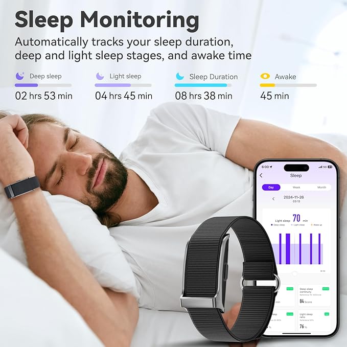 Smart Health Wristband, All Weather Activity & Fitness Tracker with 120+ Sports Step Calorie Counter, Heart Rate Monitoring, 1ATM Waterproof, Free App & Lifetime Updates, 2 Pack Bands(Black)