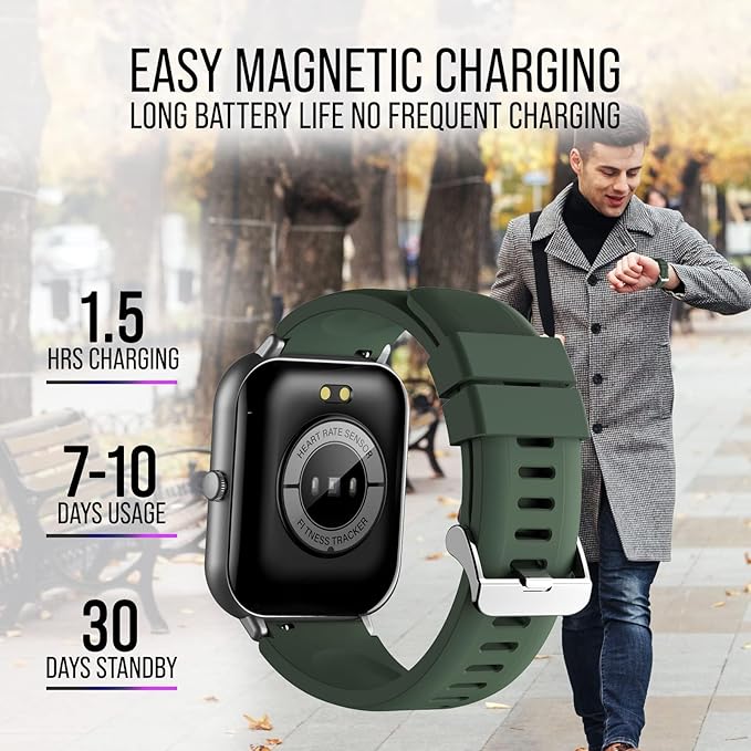 Smart Watch (Answer/Make Calls) 1.83" Fitness Tracker Heart Rate Blood Pressure Oxygen Sleep Monitor 200 Sport Modes Step Calories Trackers IP67 Waterproof Android iPhone Women Men (Green)