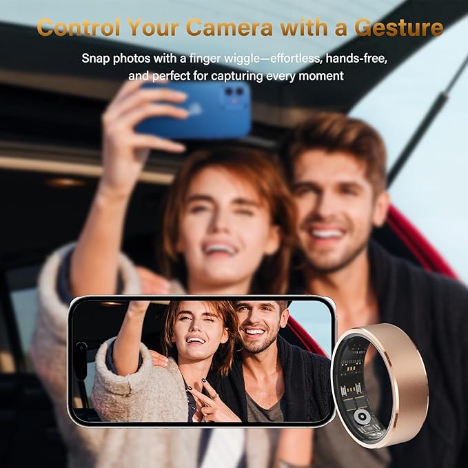 Smart Fitness Ring for Men & Women – Health & Activity Tracker with Heart Rate, Sleep Monitoring, Blood Oxygen, Motion Tracking, and Remote Camera Control, Waterproof & No Subscription Required