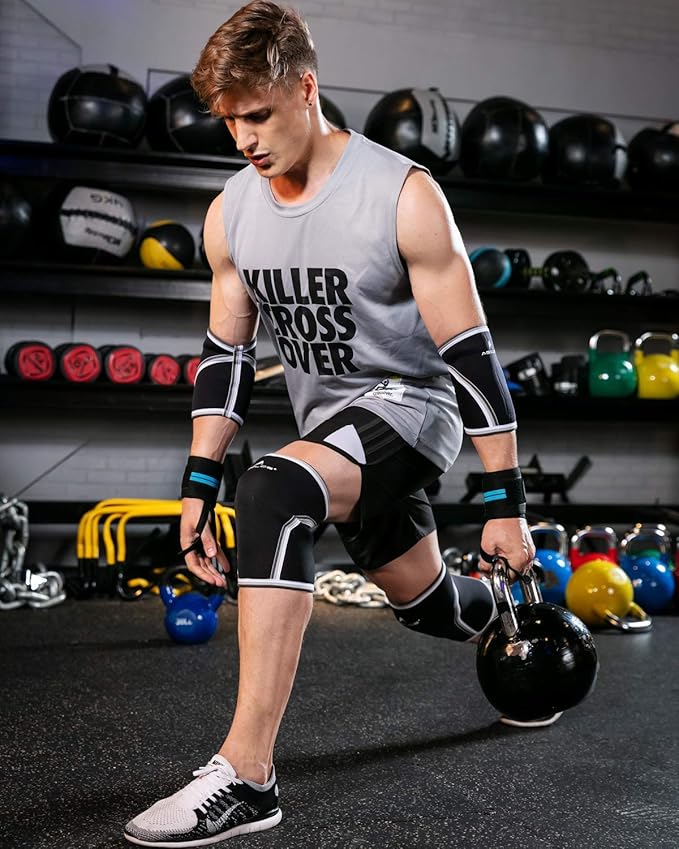 AEOLOS Knee Sleeves (1 Pair),7mm Compression Knee Braces for Heavy-Lifting,Squats,Gym and Other Sports (Medium, Black)