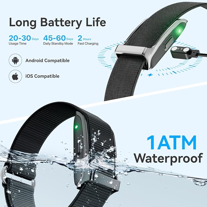 Smart Health Wristband, All Weather Activity & Fitness Tracker with 120+ Sports Step Calorie Counter, Heart Rate Monitoring, 1ATM Waterproof, Free App & Lifetime Updates, 2 Pack Bands(Black)