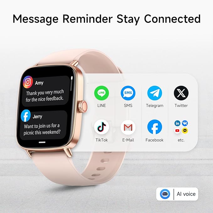 Smart Watch for Women, 1.85" HD Smartwatch Compatible iPhone/Samsung/Android (Answer/Make Calls), 100+ Sport Modes Fitness Tracker with Heart Rate/Sleep/SpO2 Monitor, IP68 Waterproof Reloj Inteligente