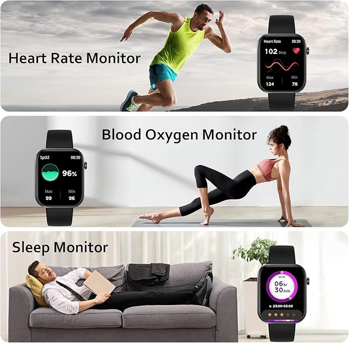 Smart Watch(Answer/Make Call), 1.96" Smart Watch for Men Women IP68 Waterproof, Smartwatch for Android iOS with 100+ Sport Modes, Fitness Tracker, Heart Rate Sleep Monitor, AI Voice