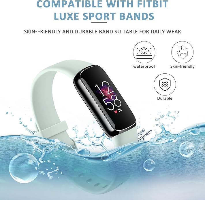 AK Sport Band Compatible with Fitbit Luxe Bands for Women Men, Soft Silicone Replacement Sport Straps Wristbands for Fitbit Luxe Fitness and Wellness Tracker