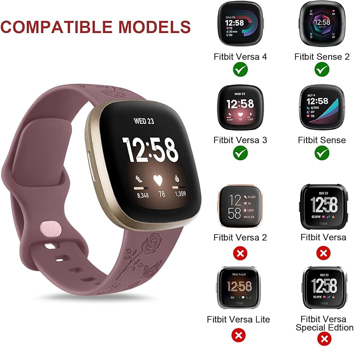AK Floral Engraved Band Compatible with Fitbit Sense 2 / Sense Bands/Fitbit Versa 4 / Versa 3 Bands Women Men, Soft Sport Replacement Wristbands for Fitbit Sense 2 / Sense/Versa 4 / Versa 3 Smart Watch
