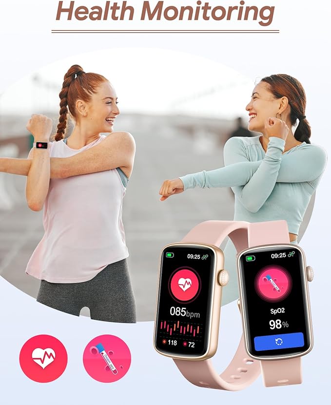 RUIMEN Fitness Tracker, Fitness Watches for Women Men with Heart Rate Monitor Blood Oxygen Sleep Tracker Pedometer, 1.47" Smart Watch Step Calorie Counter for Android iOS IP68 Waterproof (Pink)