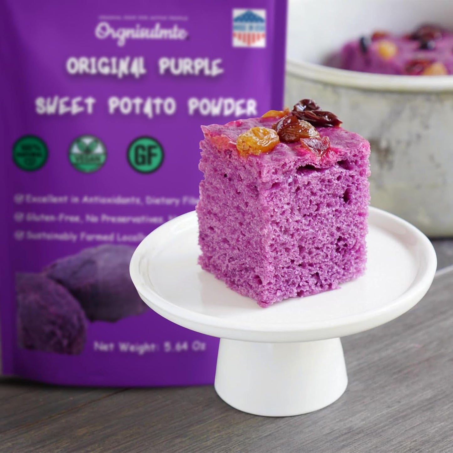 Orgnisulmte Original Purple Sweet Potato Powder 100% Pure Natural Premium Purple Yam Powder for Food Coloring No GMO Vegan Friendly 5.64Oz(160g)