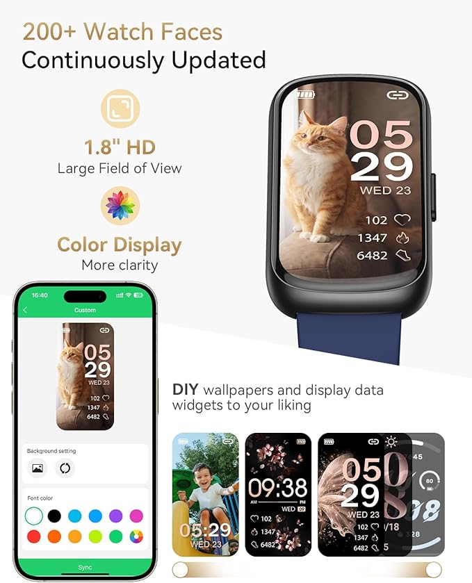 RUXINGX Fitness Tracker Watch for Men/Women, SmartWatch with Sleep/Activity Tracker, Heart Rate Monitor with 20+ Sports Modes, Android Smart Watch for Phones, Smart Fitness Watches for Women/Men