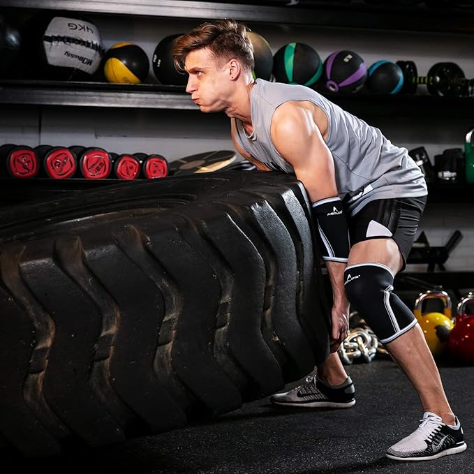 AEOLOS Knee Sleeves (1 Pair),7mm Compression Knee Braces for Heavy-Lifting,Squats,Gym and Other Sports (Medium, Black)