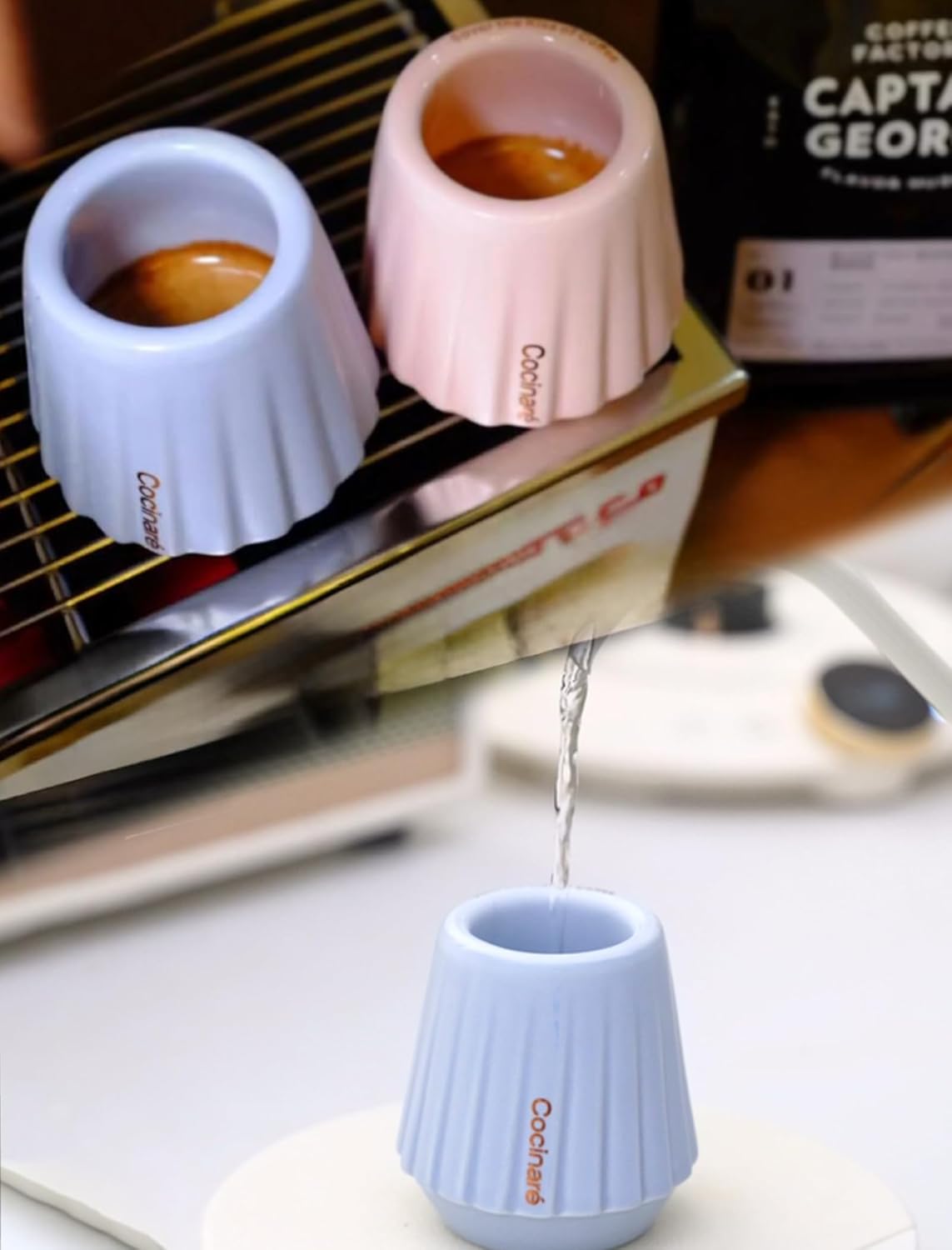 Cocinare KissCup Ceramic Espresso Cup – 2.2oz Demitasse Cup for Espresso, Pour-over coffee & Tea, Lavender Purple, Ceramic Collection