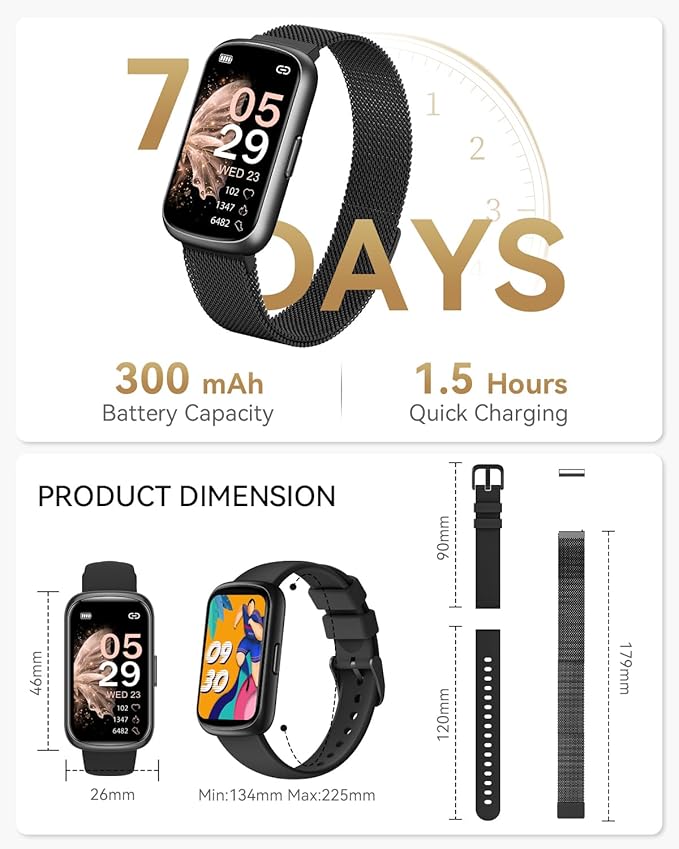 RUXINGX Fitness Watches for Women/Men, 20+ Sport Modes Fitness Tracker, Smart Watches for Women/Men with Steps/Calories Burned/Distance Tracker, Android Smart Watch for Phones