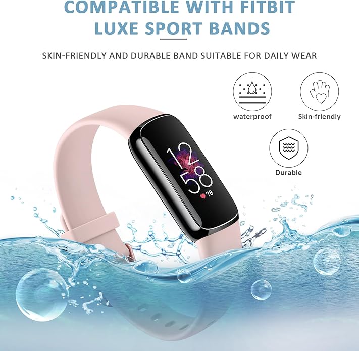 AK Sport Band Compatible with Fitbit Luxe Bands for Women Men, Soft Silicone Replacement Sport Straps Wristbands for Fitbit Luxe Fitness and Wellness Tracker