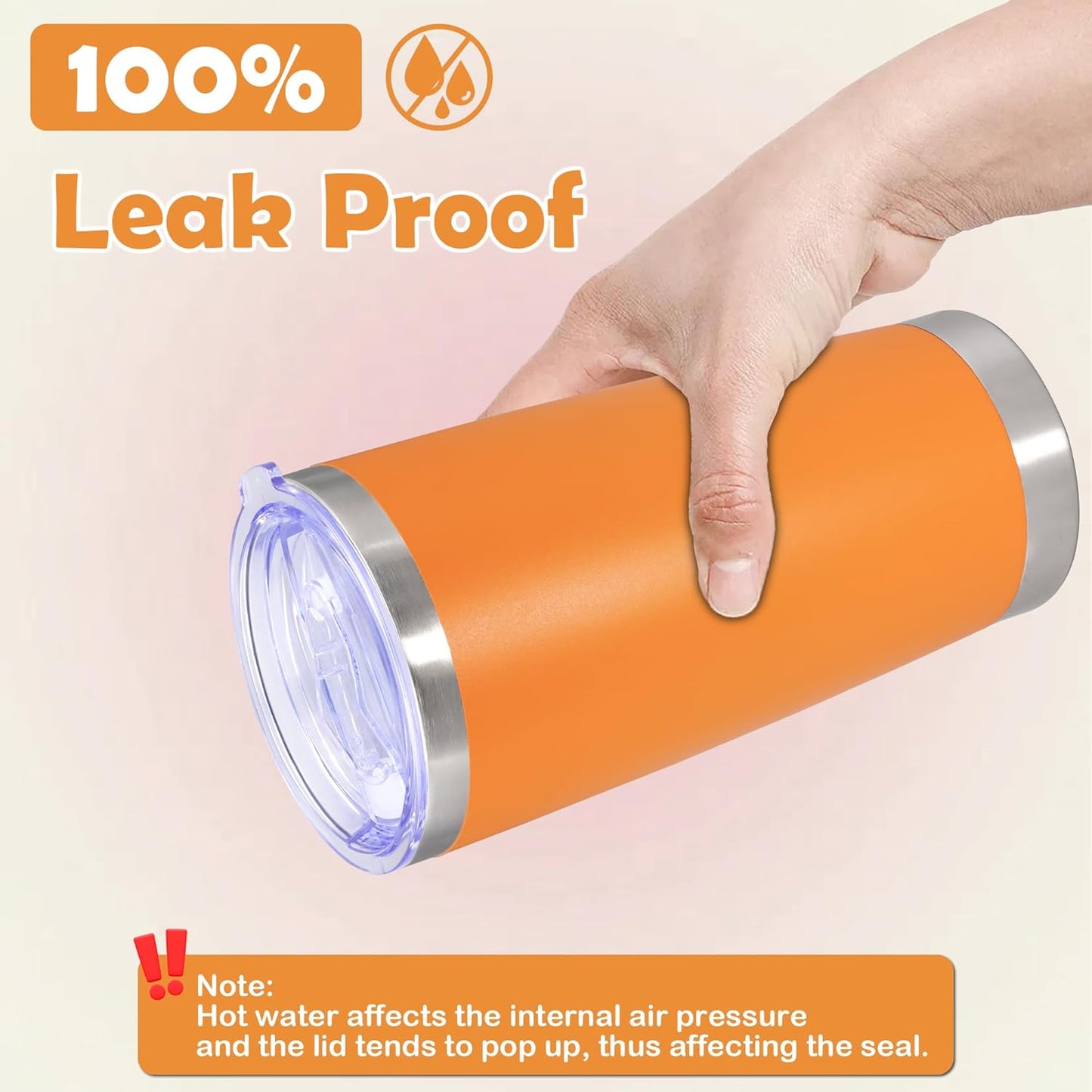 20oz Tumbler Stainless Steel Tumbler Cup with Lid Vacuum Insulated Double Wall Travel Mug, Durable Powder Coated Travel Coffee Tumbler Mug for Hot & Cold Drinks,Orange,1 Pack