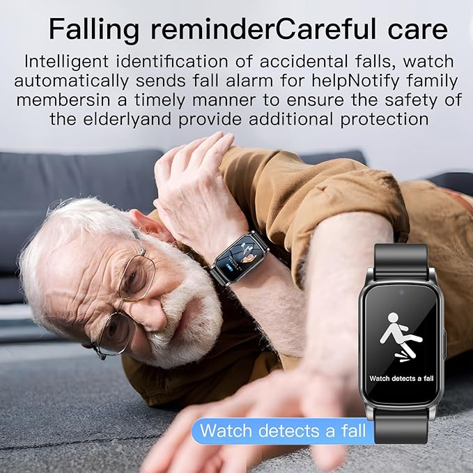 Smart Health Watch for Seniors & Alzheimer's - 4G GPS Tracker with Fall Detection, SOS Emergency Button, Two-Way Calling, Pedometer & Anti-Lost Alert for Dementia Patients