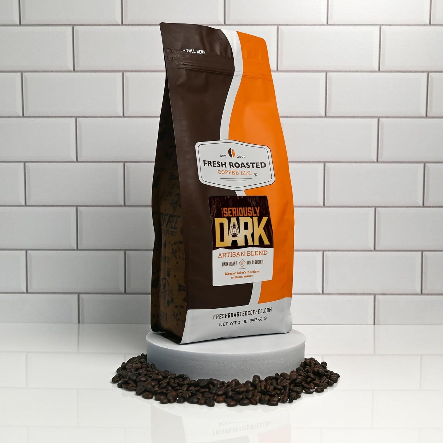 Fresh Roasted Coffee, Seriously Dark Artisan Blend, 2lb Dark Roast, Kosher, Ground