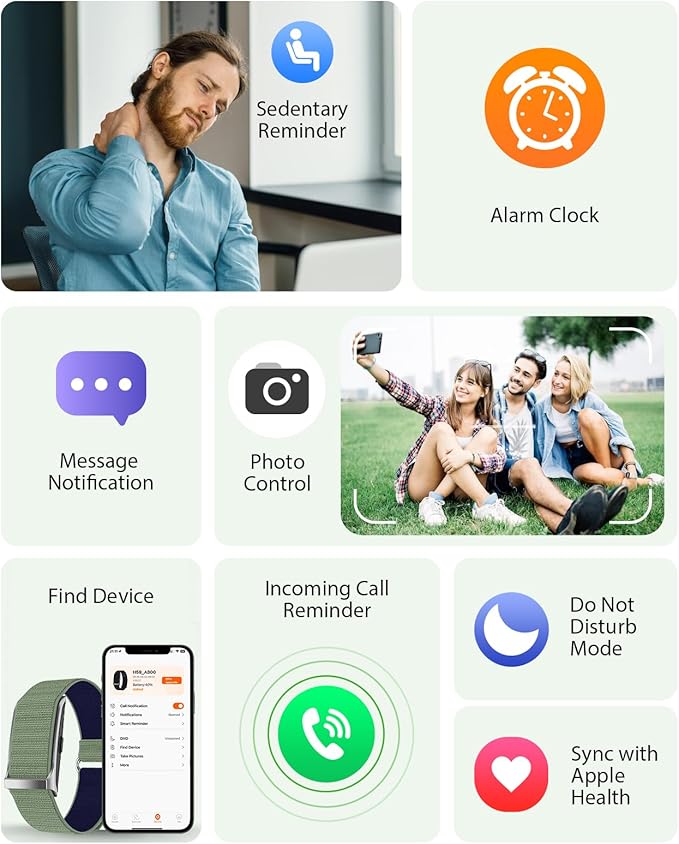 Smart Bracelet, Wearable Activity & Fitness Tracker Band, 24H Sleep Tracker, All-Day Continuous Heart Rate Blood Pressure Stress HRV Monitor, 120+ Sport Modes Smart Wristband with 2 Bands, Free APP