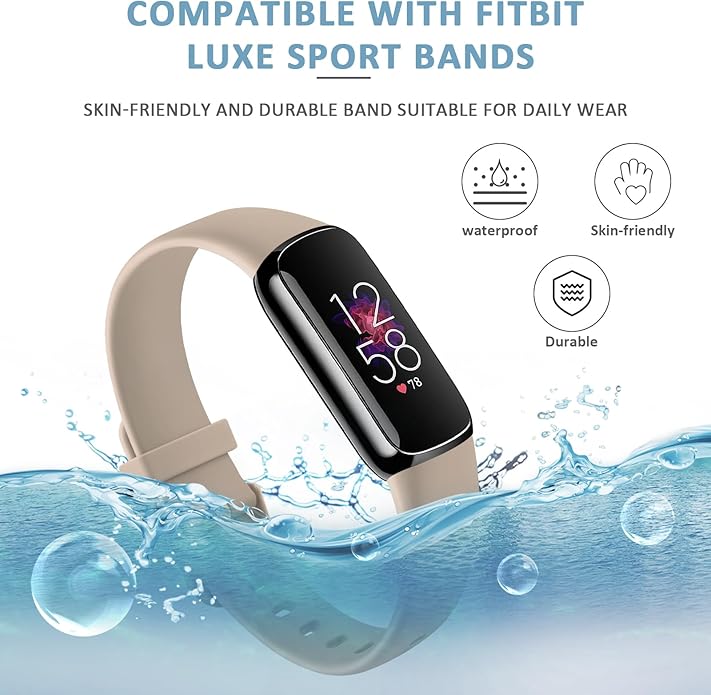 AK Sport Band Compatible with Fitbit Luxe Bands for Women Men, Soft Silicone Replacement Sport Straps Wristbands for Fitbit Luxe Fitness and Wellness Tracker