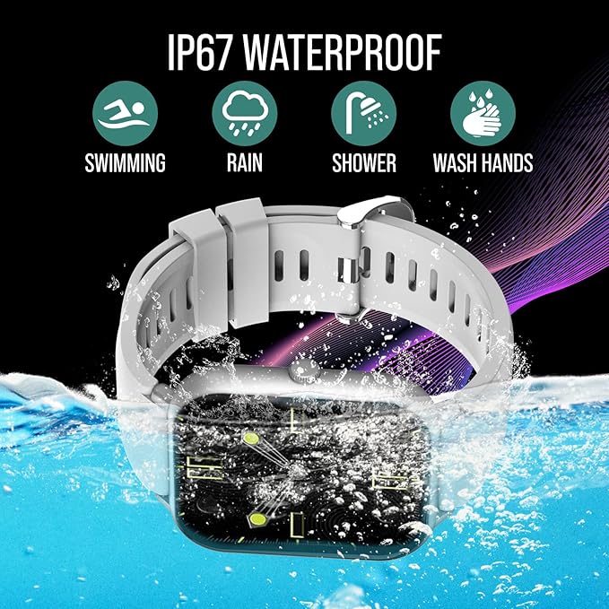 Smart Watch (Answer/Make Calls) 1.83" Fitness Tracker Heart Rate Blood Pressure Oxygen Sleep Monitor 200 Sport Modes Step Calories Trackers IP67 Waterproof Android iPhone Women Men (Silver)