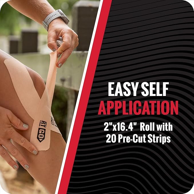 RockTape Go Standard Adhesive Pre-Cut Kinesiology Tape (Pink)