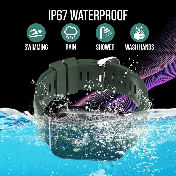 Smart Watch (Answer/Make Calls) 1.83" Fitness Tracker Heart Rate Blood Pressure Oxygen Sleep Monitor 200 Sport Modes Step Calories Trackers IP67 Waterproof Android iPhone Women Men (Green)