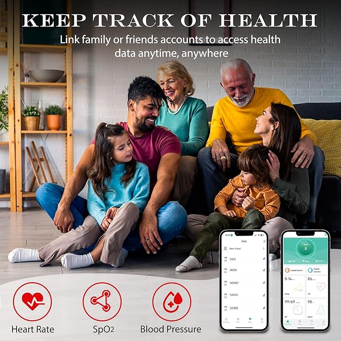 Smart Health Ring for Women Men Fitness Tracker with Heart Rate, Blood Oxygen, Blood Pressure, Sleep Monitoring, Step Counting, IP68 Waterproof for iPhone and Android, No Subscription Fee, Silver 14