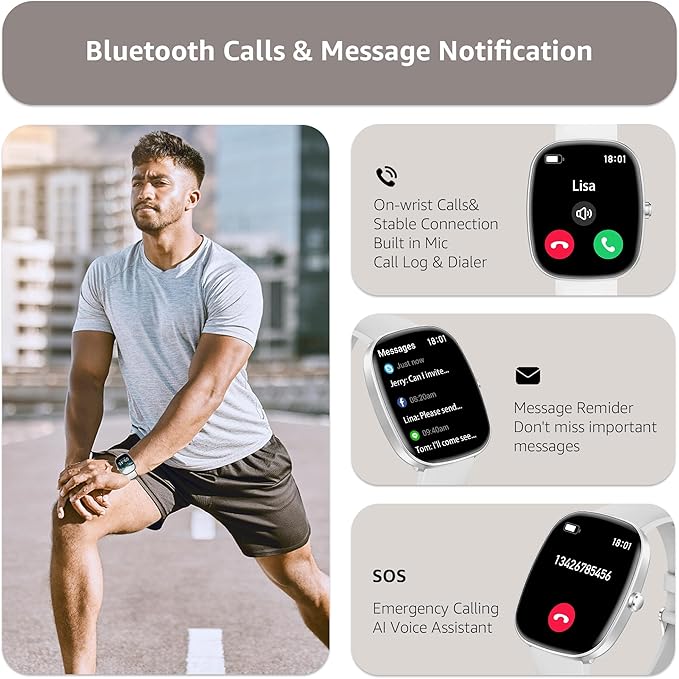 Smart Watch for Men Women Make/Answer Calls,1.83"Fitness Tracker with Sleep Tracker/Blood Pressure/Heart Rate Monitor,Pedometer,100+ Sport Modes,IP68 Waterproof,350 Mah, Compatible with Android&iPhone