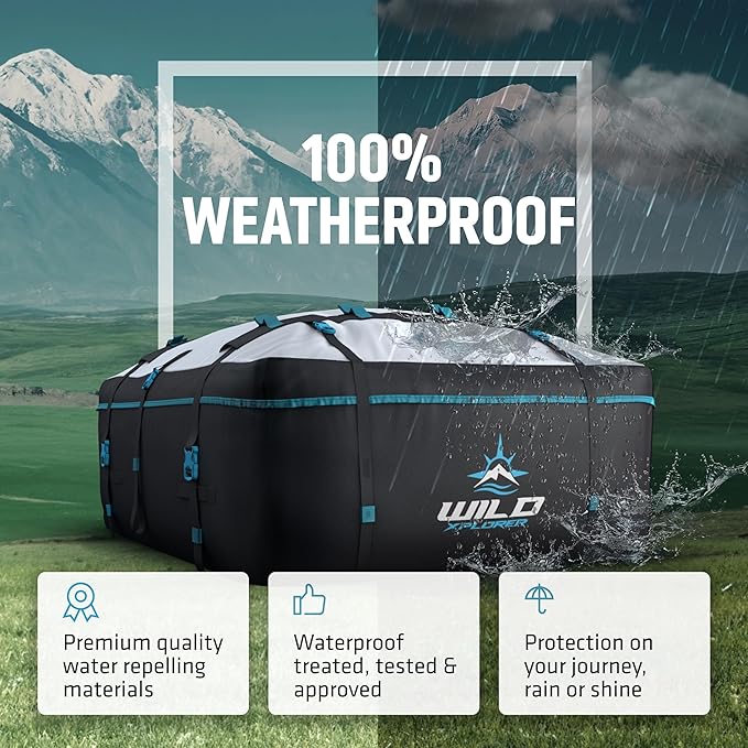 Rooftop Cargo Carrier 15cuft – Waterproof Car Roof Cargo Carrier, Car Top Carrier for Luggage, No Roof Rack Needed, Includes Storage Bag, Non-Slip Mat, 6 Door Hooks, Fits Cars & SUV – XL & XXL Options