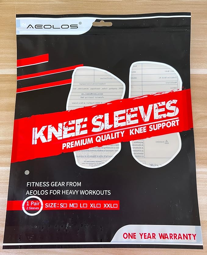 AEOLOS Knee Sleeves (1 Pair),7mm Compression Knee Braces for Heavy-Lifting,Squats,Gym and Other Sports (Medium, Black)