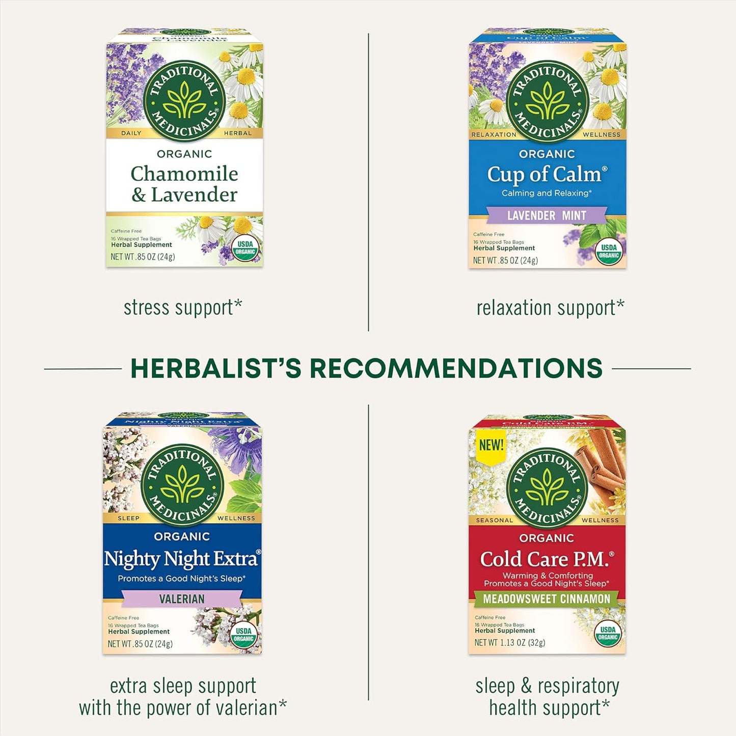 Traditional Medicinals Organic Nighty Night Tea, 16 Tea Bags (Pack of 1)