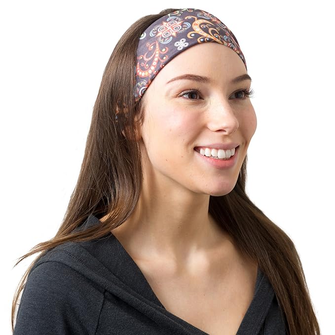 RiptGear Stretch Sport Headband for Women (Dark Unique) — Made of Non-Slip Sweat Wicking Fabric — Great for Yoga, Running or The Gym — Soft Headband That Fits Most Head Sizes — (1-Pack)