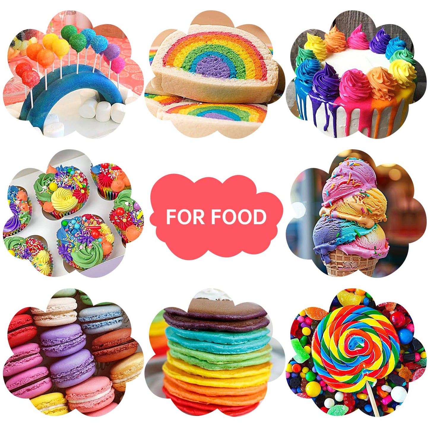 Herbeklab Food Coloring Liquid Food Dye Water Based Food Color 10 Colors x 20 ml Liquid Food Coloring Set Concentrated Slime Dye Pigments Soap Colorants Easter Egg Dyestuffs for Domestic Use