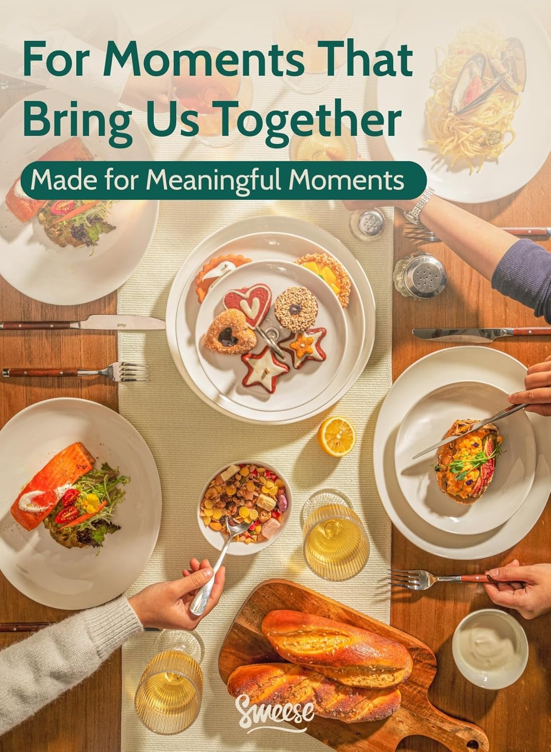 Sweese Porcelain 7.8 Inch Dessert Plates Set of 6 - White Salad Plates, Appetizer Plates, Small Plates - Dishwasher, Microwave, Oven Safe, Smooth Glaze, Scratch Resistant