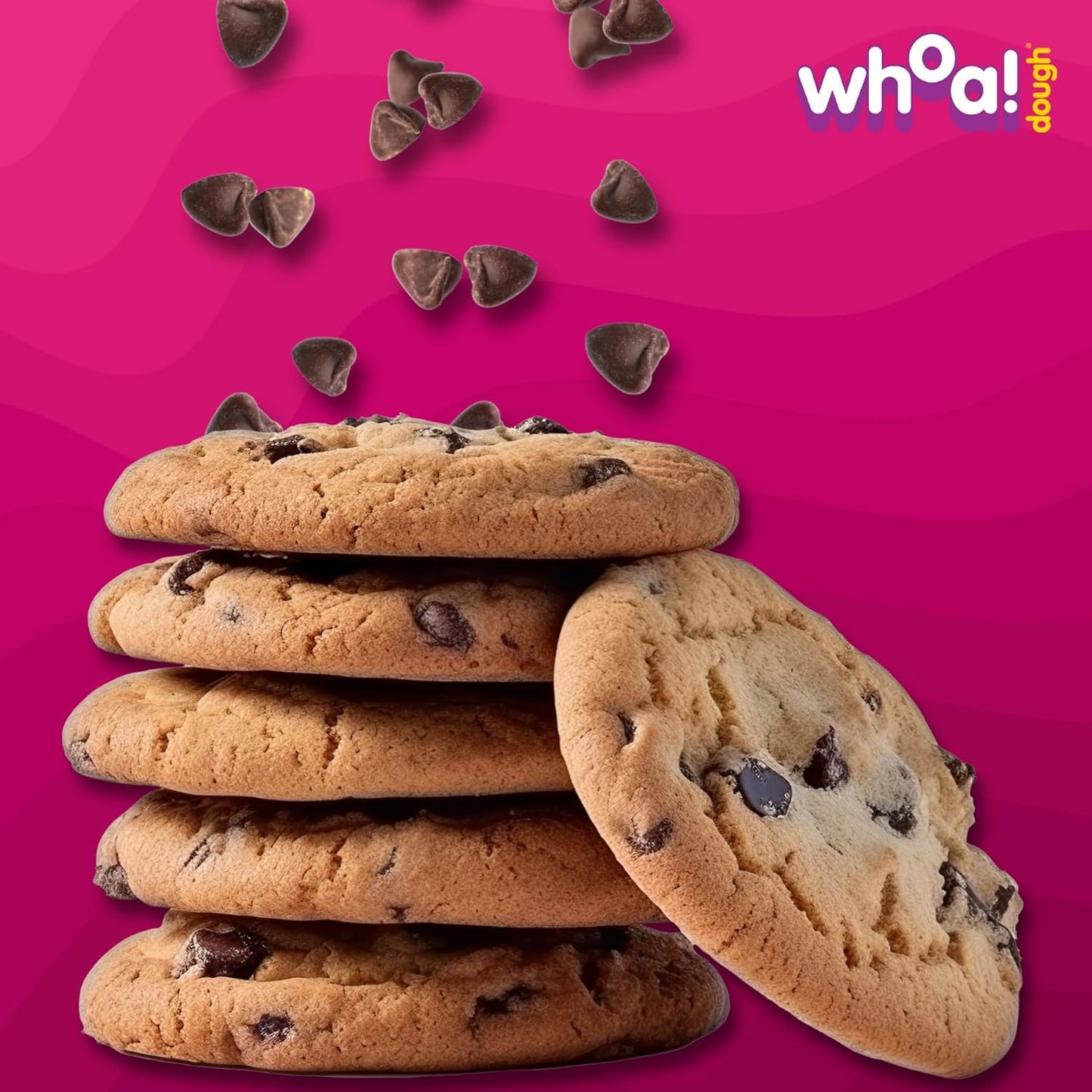 Whoa Dough Ready to Bake Cookie Dough Chocolate Chip – Certified Non-GMO, Kosher, Gluten Free – Plant-Based Snack Dough Made with Real Ingredients – 12 Pack