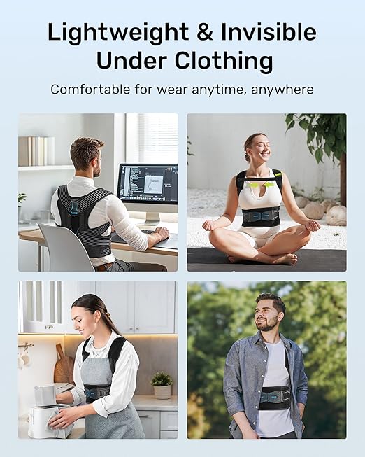 All-round Back Belt Support for Women Men, Breathable Durable Lumbar Support Brace, Lightweight and Invisible Under Clothing, Back Support Brace for Scoliosis Hunchback, Size XL (Upper Waist: 47.2"-53.2")