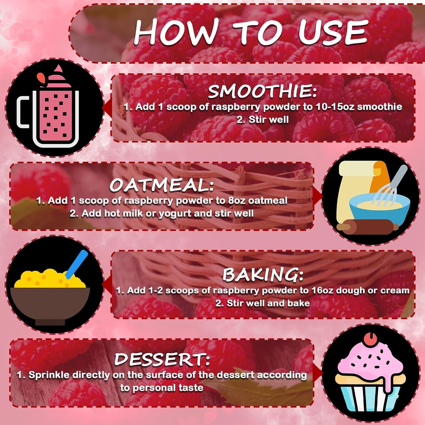 Raspberry Powder - 100% Natural Freeze Dried Raspberry Powder, No Additive Natural Food Coloring, Ideal for Baking, Smoothies, Beverages, Yogurt Bowls, Non-GMO, Vegan - 3oz