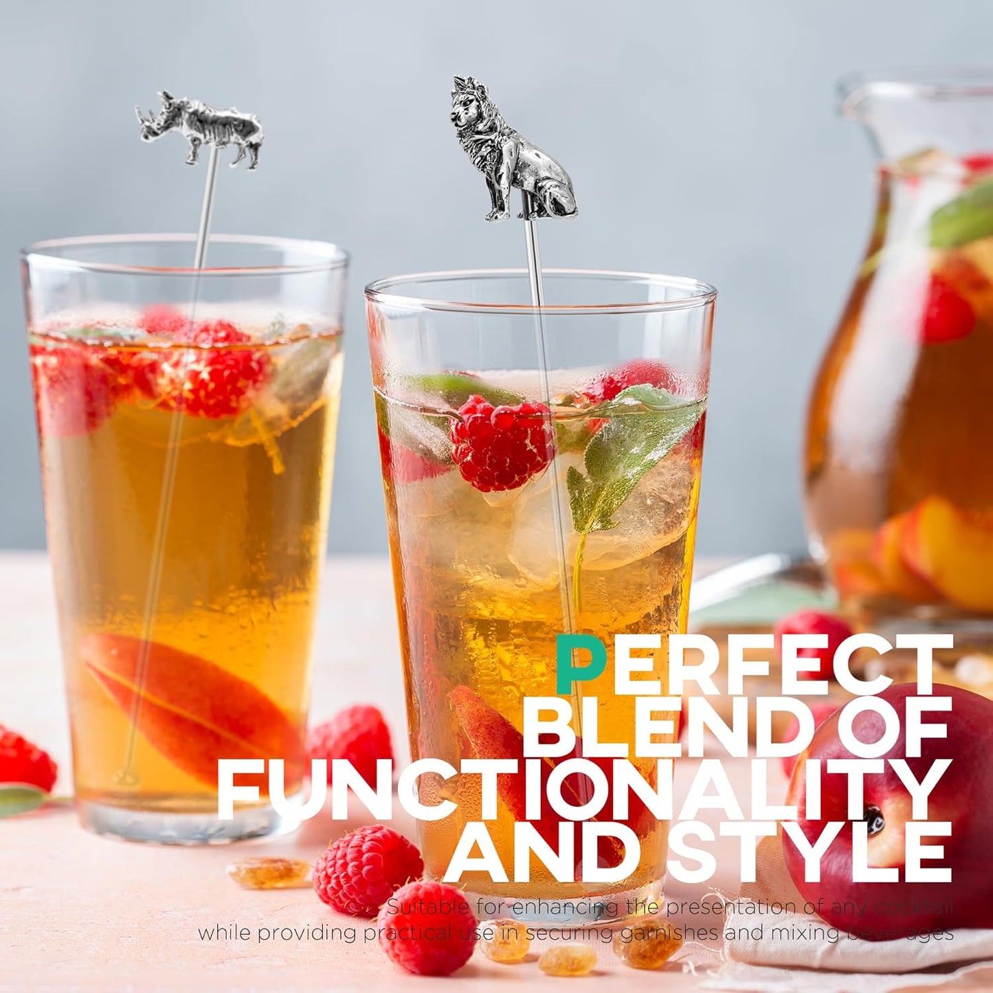 Homestia Swizzle Stick, Stainless Steel Coffee Stirrers, 7.5" Reusable Cocktail Picks Drink Swizzle Stir Sticks, 6PCS Reusable Coffee Beverage Drink Swizzle Stick Tools with Animal Design