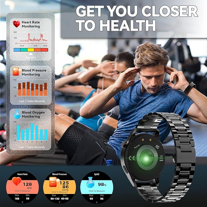 Smart Watch for Men with Answer/Make Calls, 1.39" HD Always Display Fitness Tracker Watch with Waterproof 190+Sports Modes Health Monitor Sleep Monitor for iOS Android (Black)
