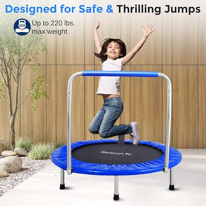 SereneLife 36"/40" Foldable Mini Trampoline - Compact Fitness 150/220 lbs