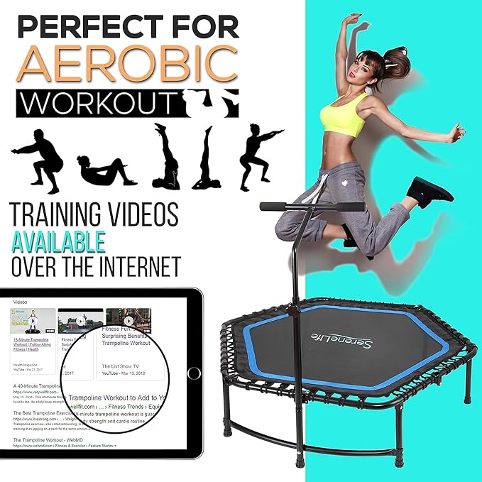 SereneLife 40"/48" Foldable Mini Trampoline - Compact Fitness 264 lbs