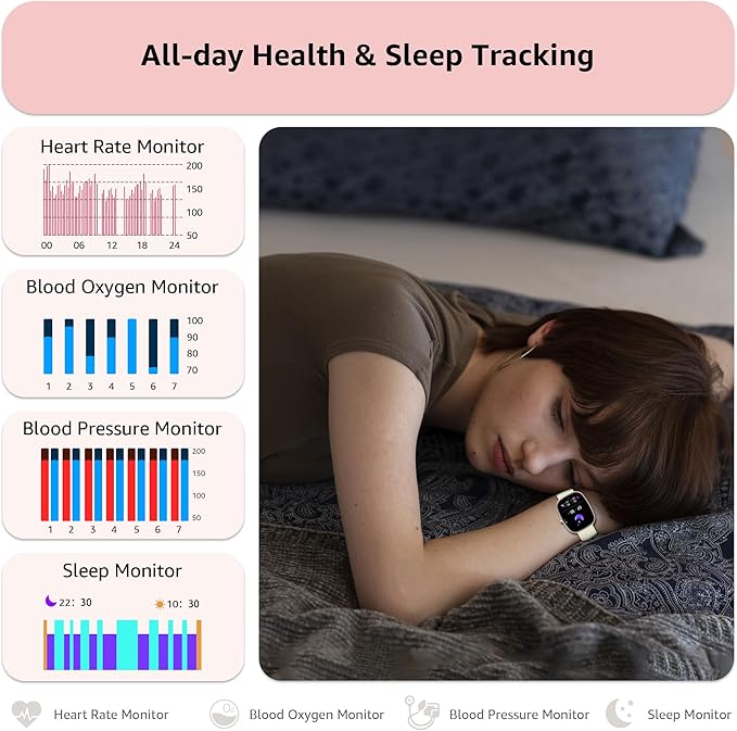 Smart Watch for Men Women Make/Answer Calls,1.83"Fitness Tracker with Sleep Tracker/Blood Pressure/Heart Rate Monitor,Pedometer,100+ Sport Modes,IP68 Waterproof,350 Mah, Compatible with Android&iPhone