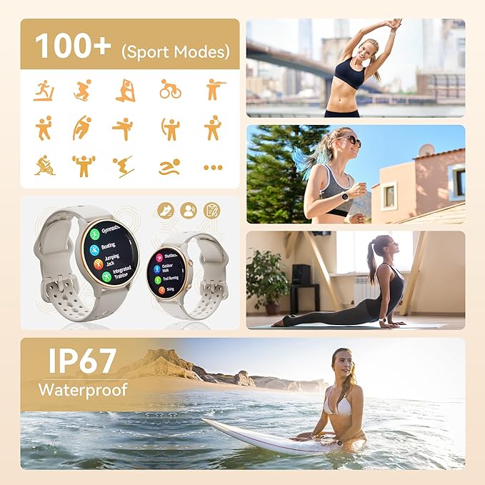 Smart Watches for Women, Fitness Tracker with Heart Rate & SpO2 Monitor, IP67 Waterproof Activity Tracker for Men & Women, Smart Watch for Android Phones and iPhone Compatible (Gray)