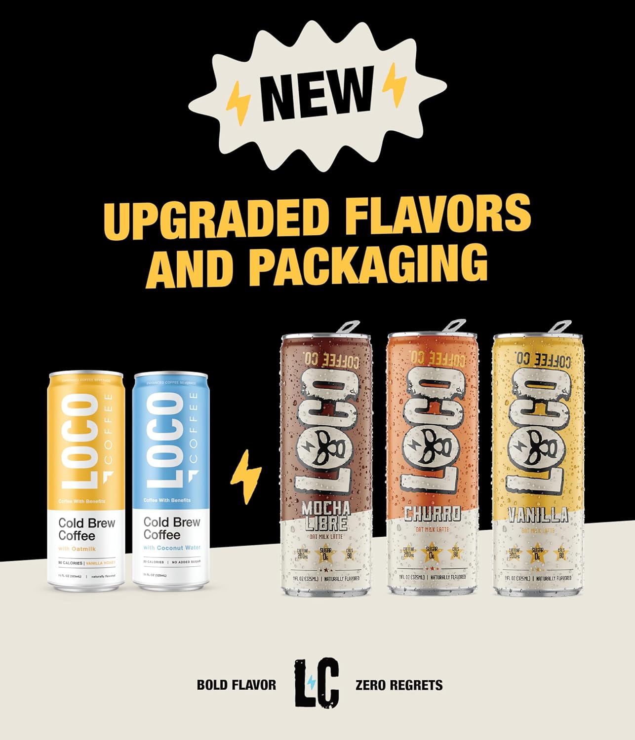 Loco Coffee Vanilla Latte 11 Ounce Can, 12 Count | Zero Sugar, 200mg Caffeine | Gluten Free and Dairy Free | Low Calorie Iced Coffee