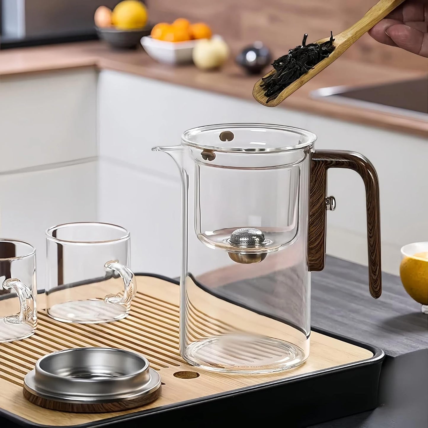 Enchanti Tea Pot, Creative Witchcraft Magic Glass Teapot, Detachable Loose Tea Glass Tea Infuser, Ideal for Tea Steeper-34oz (approx. 1000 ml)