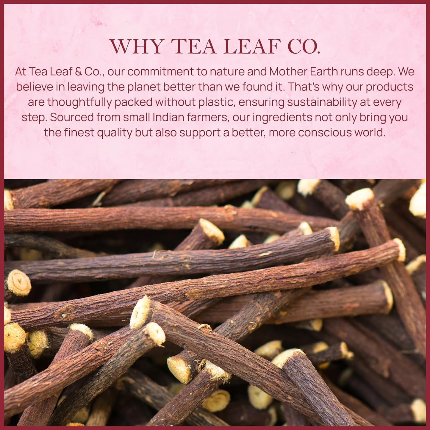 Tealeaf & Co. Licorice Root Tea Blended with Organic Spices - Pure Herbal Tea Bags with Cardamom, Ginger, Cinnamon Sticks & Licorice Root Extract - Low Caffeine - Gluten Free - 50 Teabags