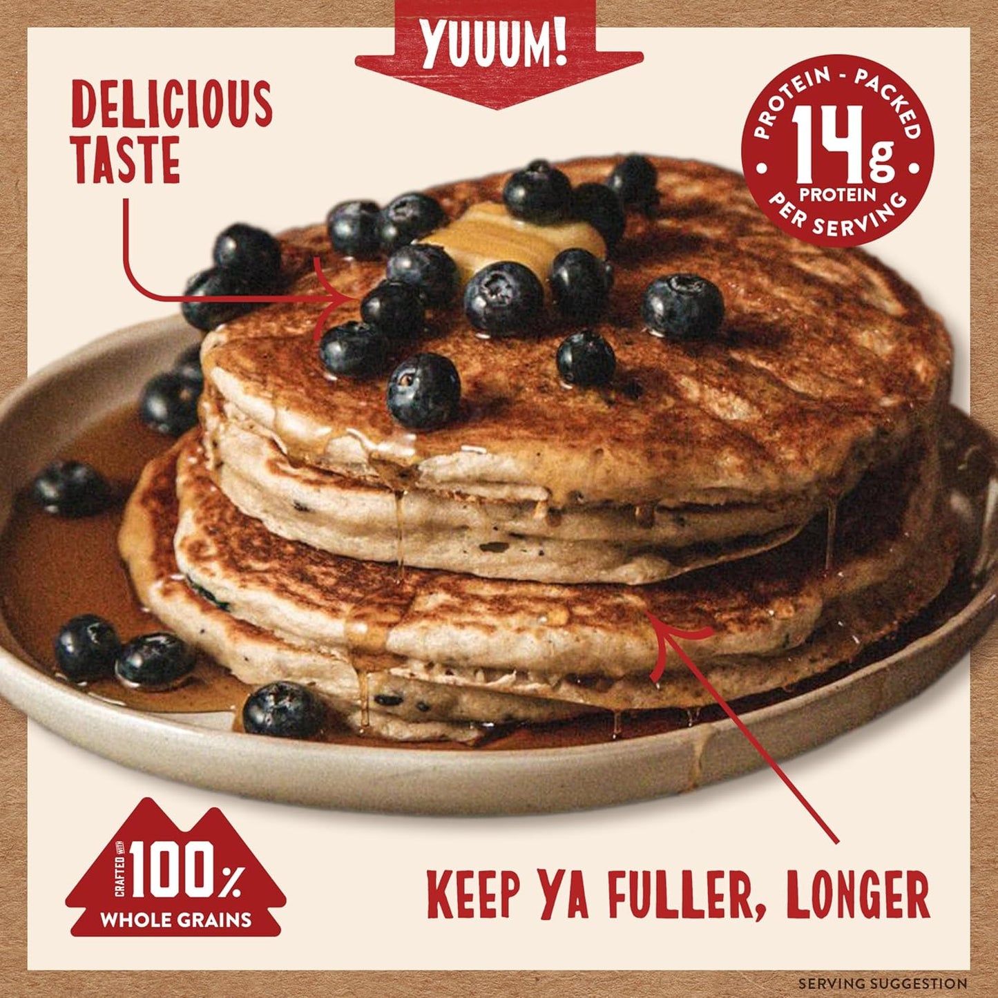 Kodiak Cakes Power Cakes Protein Pancake Mix & Waffle Mix - 100% Whole Grain - Blueberry (Pack of 6)