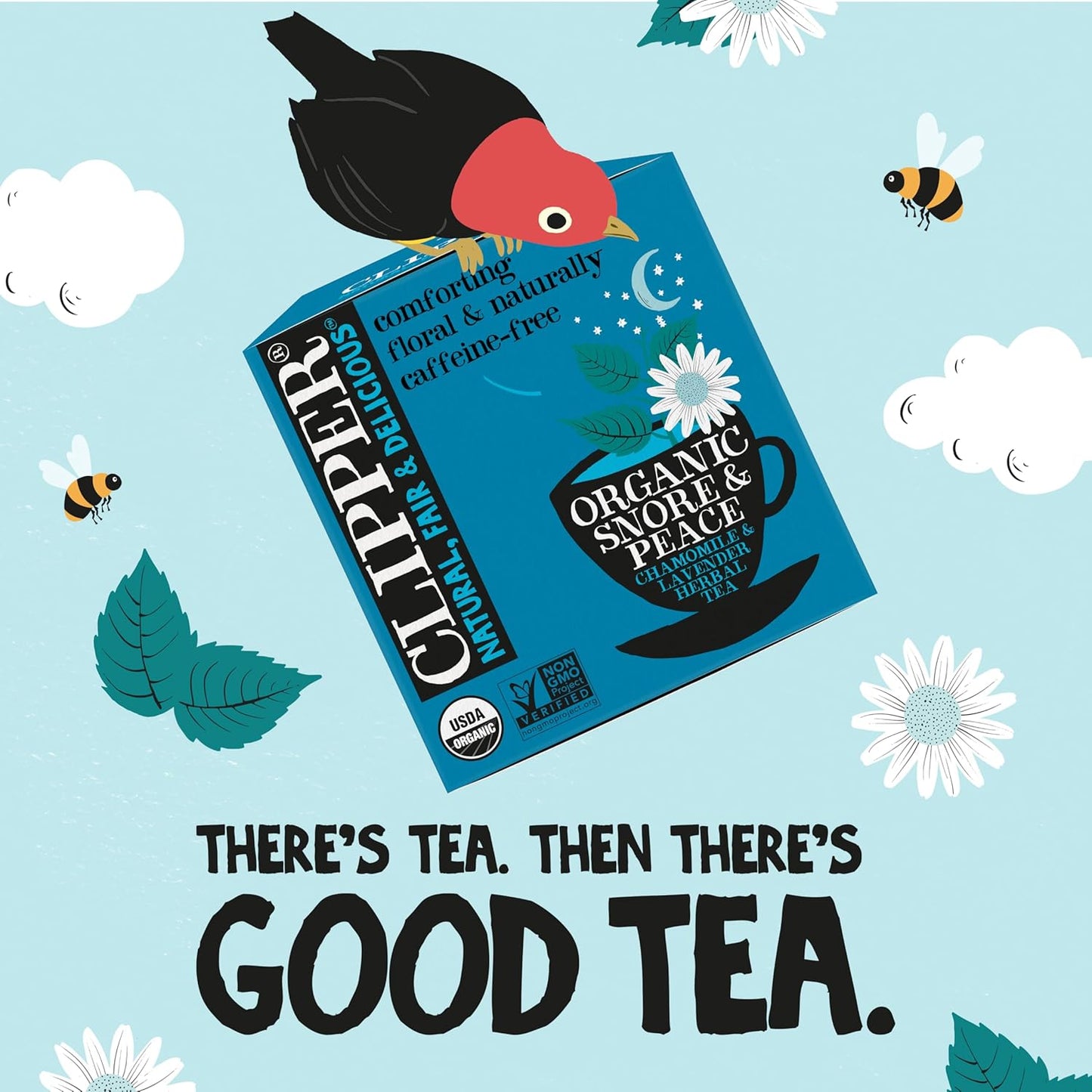 Clipper Tea Snore and Peace Chamomile & Lavender Herbal Tea – Caffeine Free, USDA Organic, Great Hot or Iced – Comfortingly Floral, Natural, Fair & Delicious – 200 Tea Bags