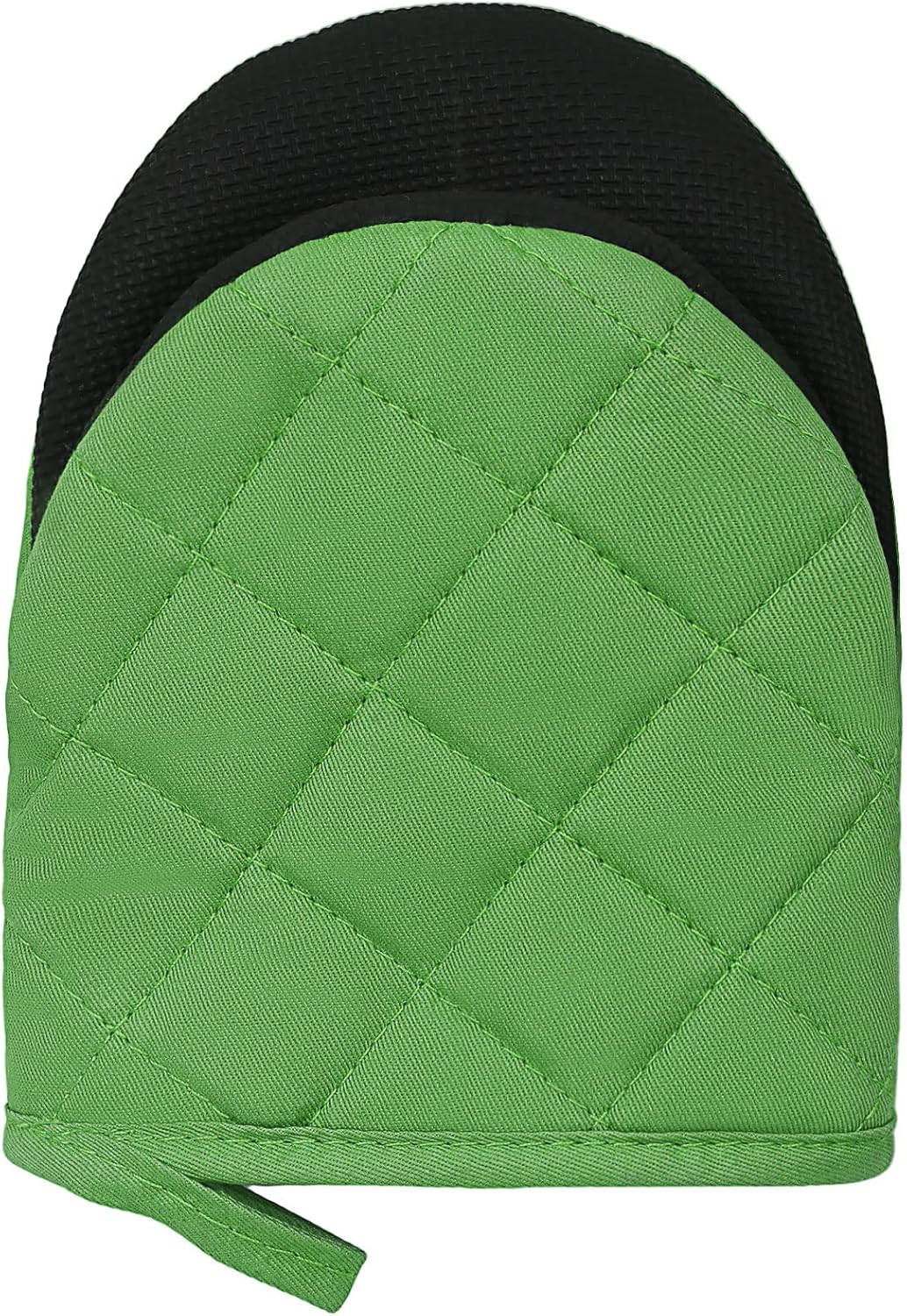 1 Pair Short Oven Mitts, Heat Resistant Silicone Kitchen Mini Oven Mitts for 500 Degrees, Non-Slip Grip Surfaces and Hanging Loop Gloves, Baking Grilling Barbecue Microwave Machine Washable